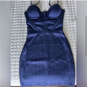 Oh Polly blue satin dress. XS